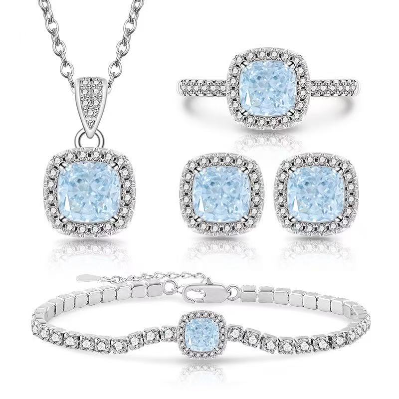 Winter Radiance Cushion-Cut Zircon Jewelry Set