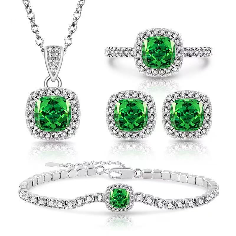Winter Radiance Cushion-Cut Zircon Jewelry Set