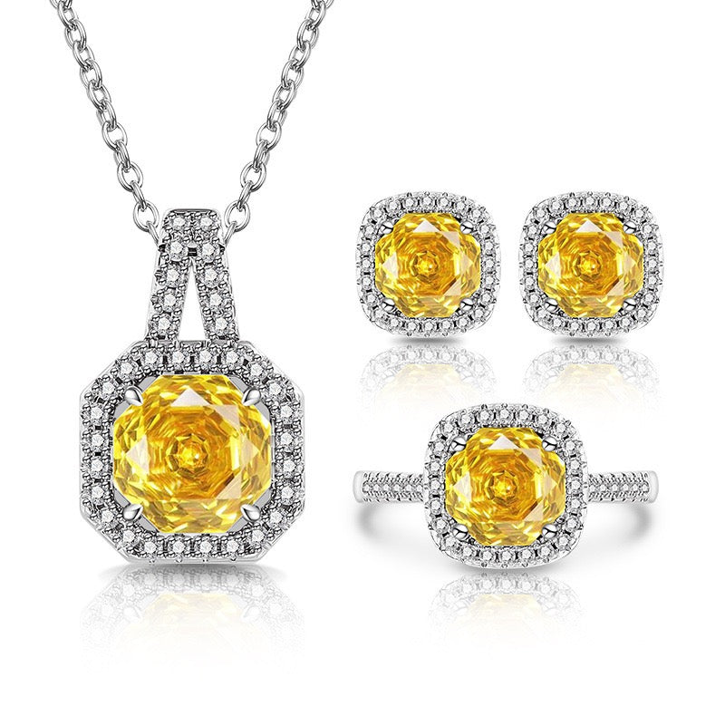 Rose-Cut Halo Jewelry Suite