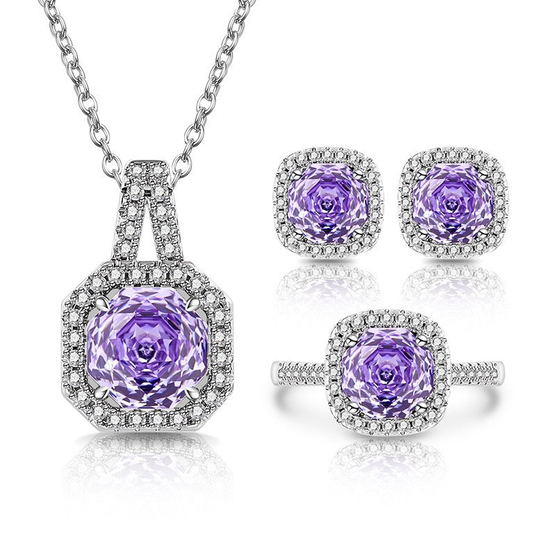Rose-Cut Halo Jewelry Suite