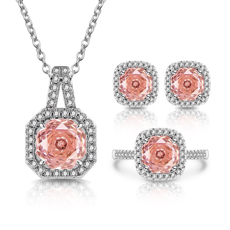 Rose-Cut Halo Jewelry Suite