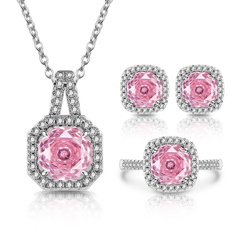 Rose-Cut Halo Jewelry Suite