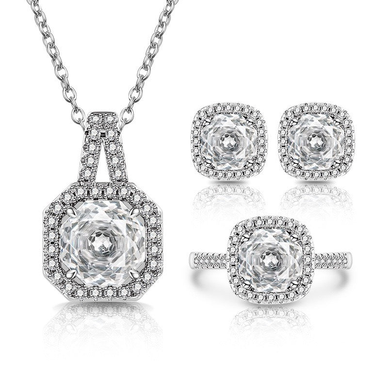 Rose-Cut Halo Jewelry Suite