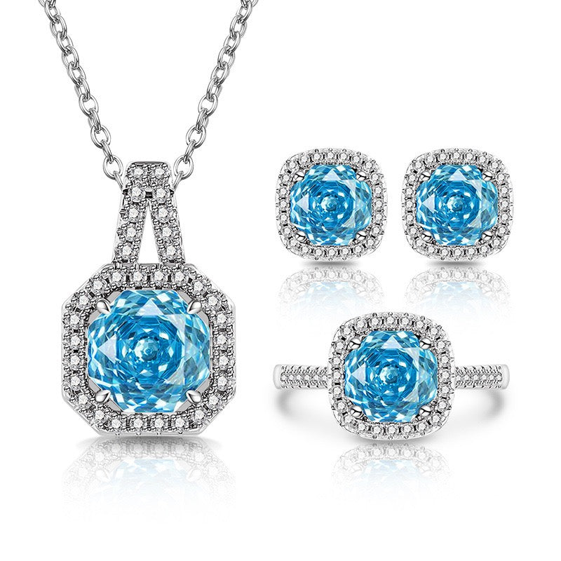 Rose-Cut Halo Jewelry Suite