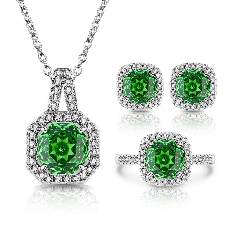 Rose-Cut Halo Jewelry Suite