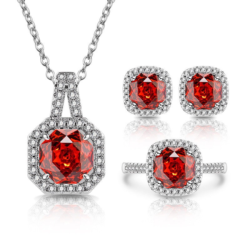 Rose-Cut Halo Jewelry Suite