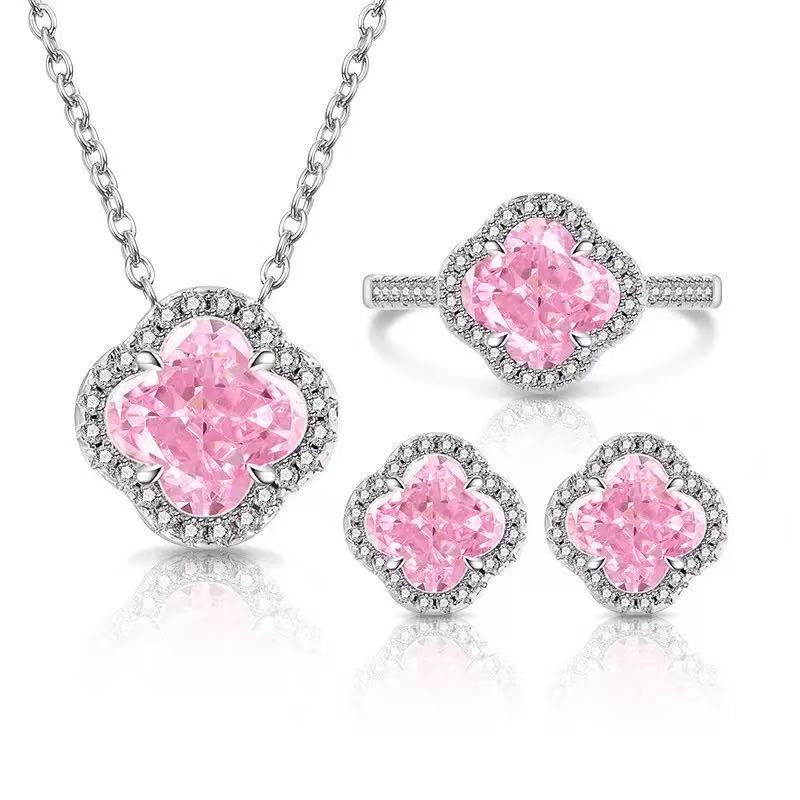 High-Shine Sparkle Clover Jewelry Set
