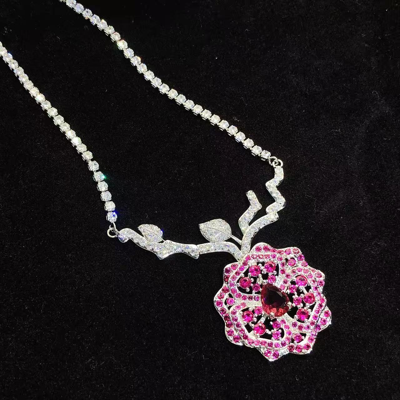 Enchanted Rose Statement Jewelry Set | Vintage Ruby-Inspired Floral Collection