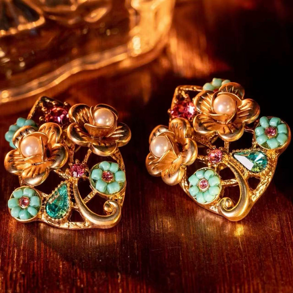 Victorian Renaissance Floral Suite | Genuine Freshwater Pearl Jewelry Set