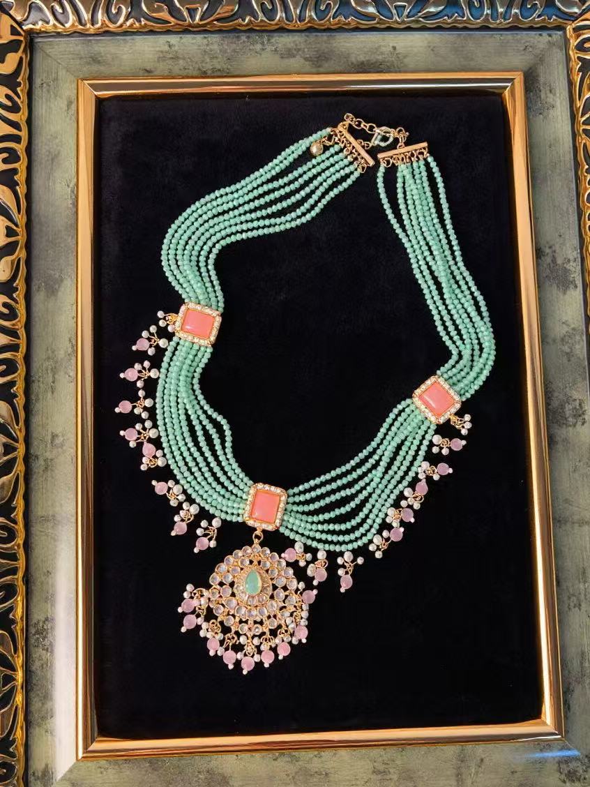 Exotic Maharani Suite|Handcrafted Multi-Strand Artisan Glass Jewelry Set