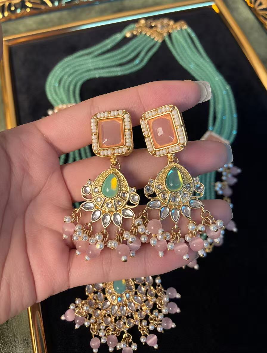 Exotic Maharani Suite|Handcrafted Multi-Strand Artisan Glass Jewelry Set