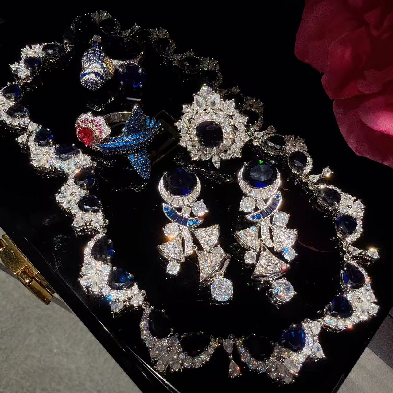 Royal Sapphire Jewelry Set | Majestic Pear-Cut Necklace & Earrings