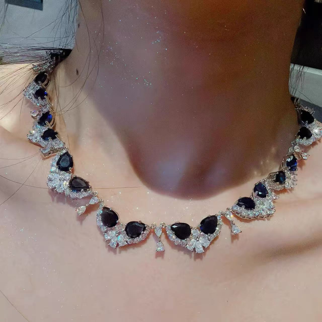 Royal Sapphire Jewelry Set | Majestic Pear-Cut Necklace & Earrings