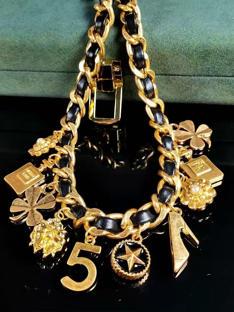 Parisian Chic Leather Chain | Vintage Iconic Charm Necklace Bracelet