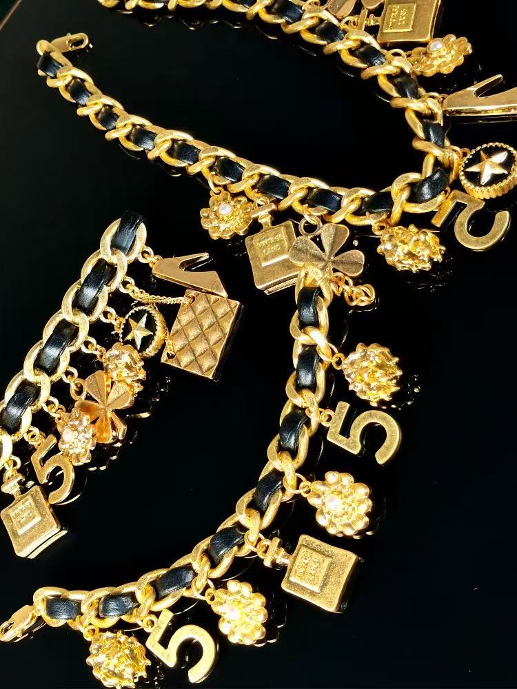 Parisian Chic Leather Chain | Vintage Iconic Charm Necklace Bracelet