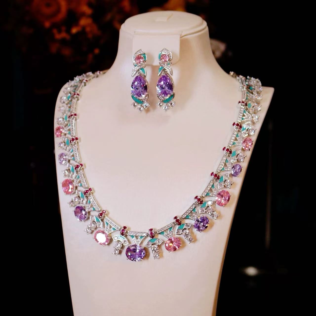 Art Deco Multi-Tone Gala Statement Jewelry Set