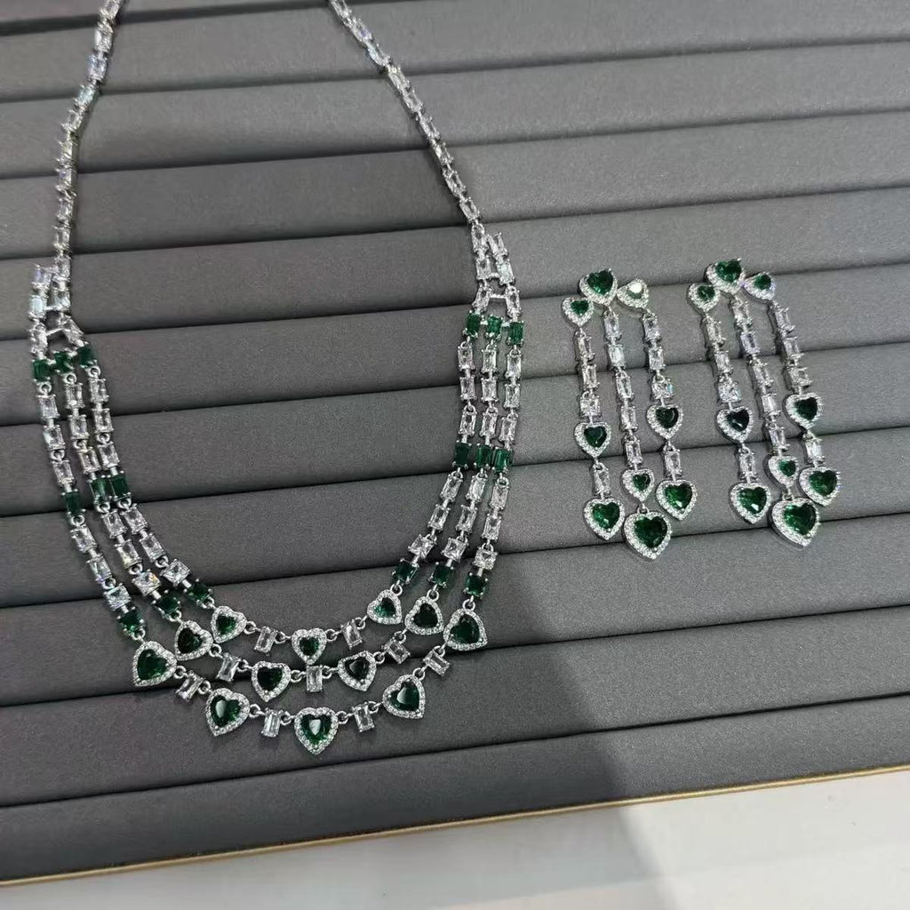 Heart Cascade Statement Parure|Luxury Gala Jewelry Set