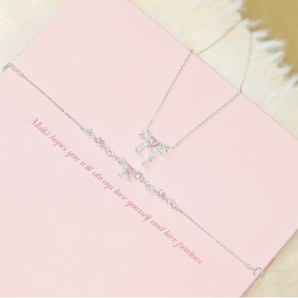 925 Sterling Silver Coquette Lace Bow Jewelry Set