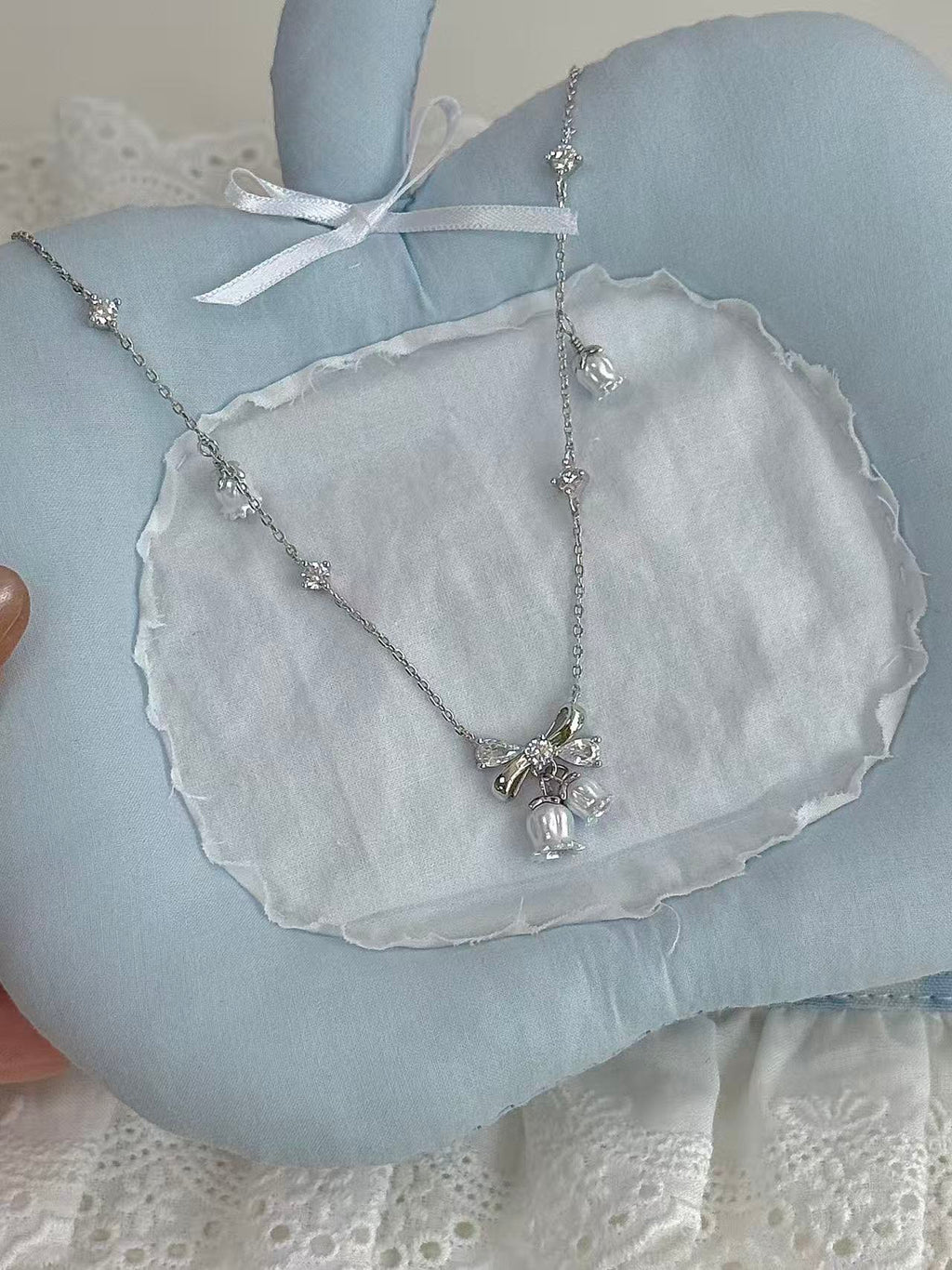 925 Sterling Silver Lily of the Valley Necklace & Earrings Set
