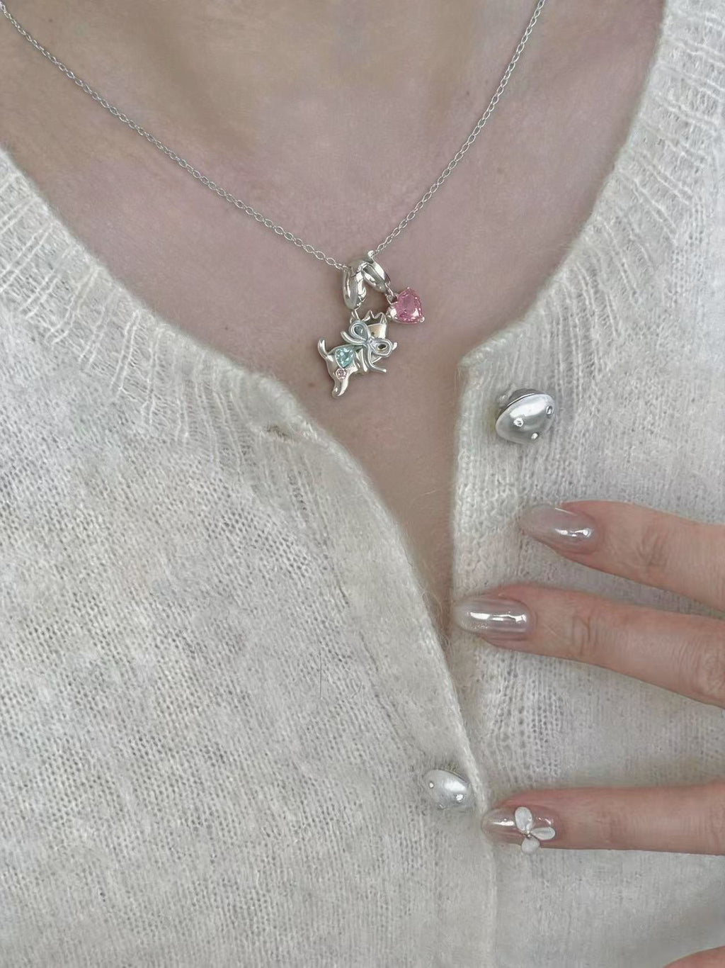 925 Sterling Silver Sweetheart Kitty Jewelry Set