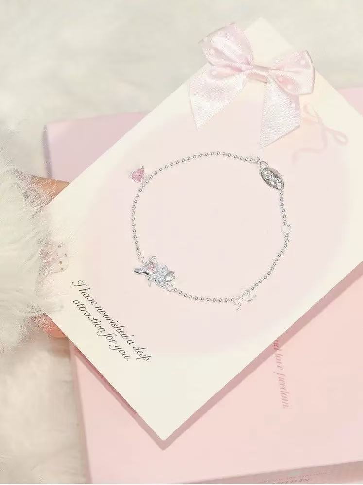 925 Sterling Silver Sweetheart Kitty Jewelry Set