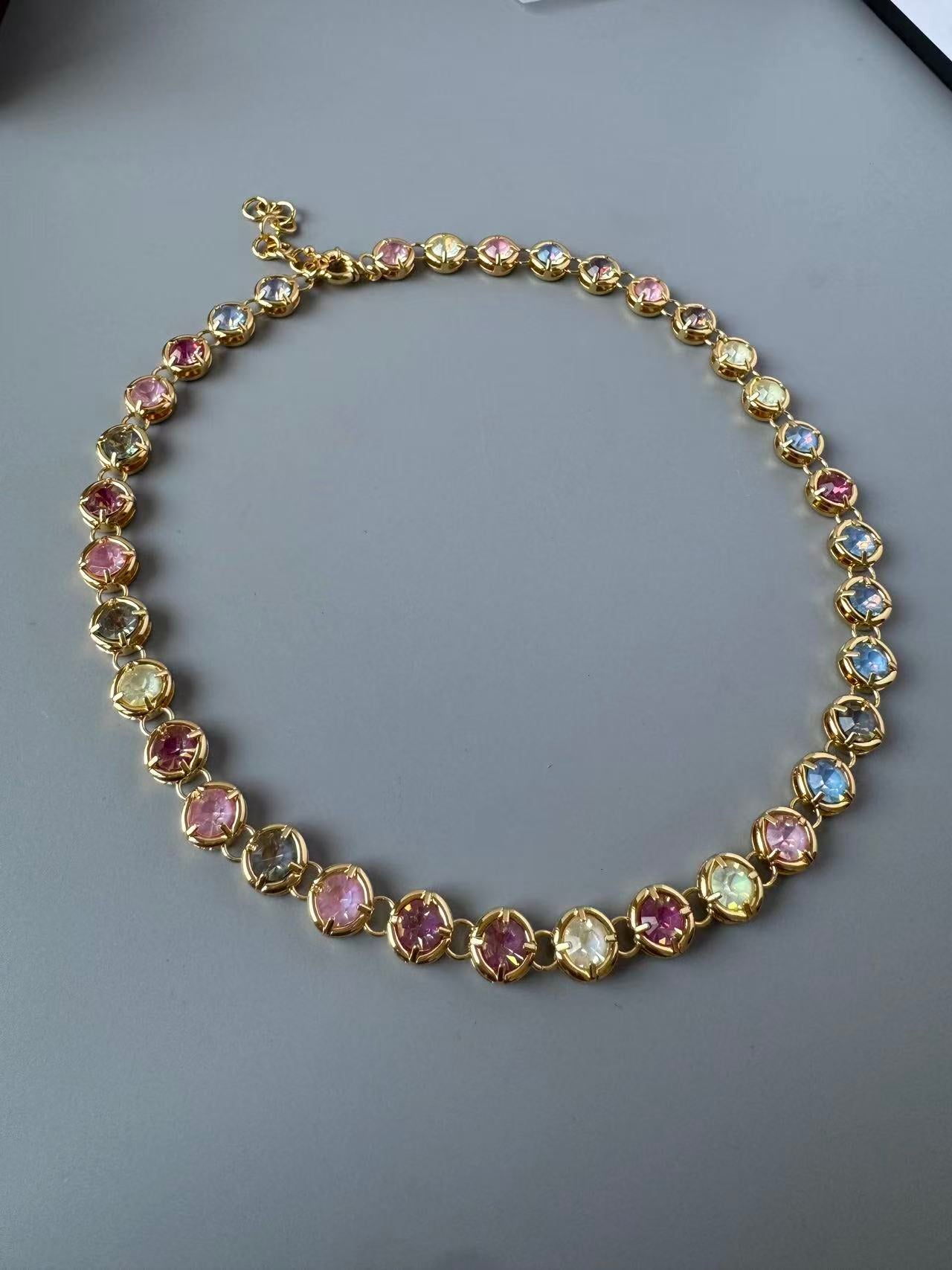 18K Gold Plated Multi-Color CZ Necklace