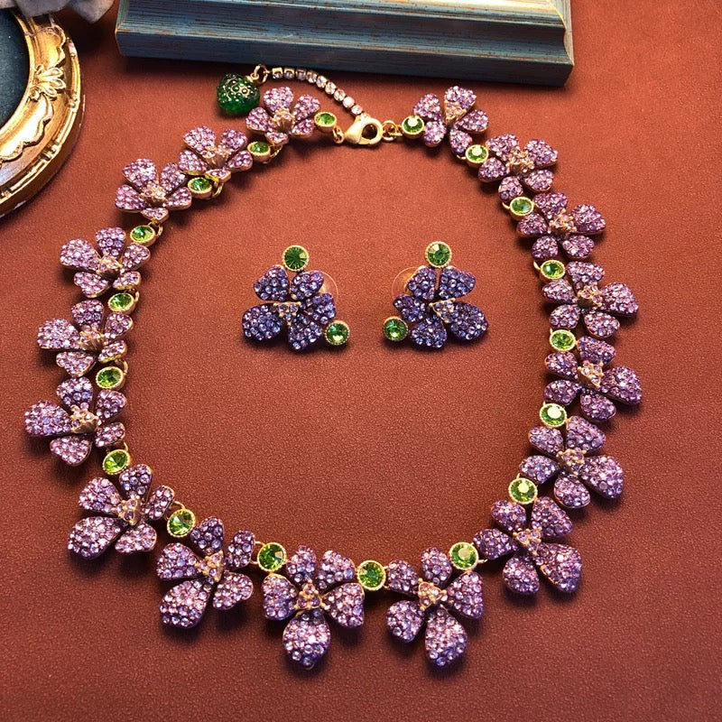 Vintage Amethyst Floral Statement Jewelry Set