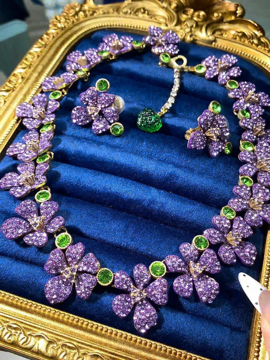 Vintage Amethyst Floral Statement Jewelry Set