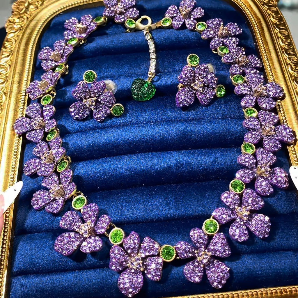 Vintage Amethyst Floral Statement Jewelry Set