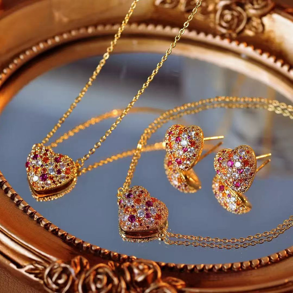 18K Gold-Plated French Heart Jewelry Set