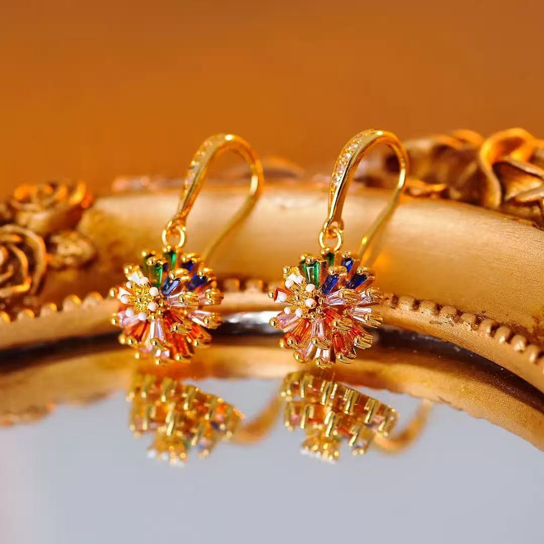 Rotating Rainbow Daisy Jewelry Set