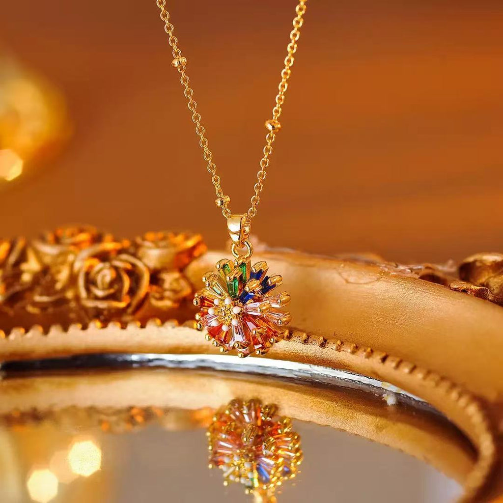 Rotating Rainbow Daisy Jewelry Set
