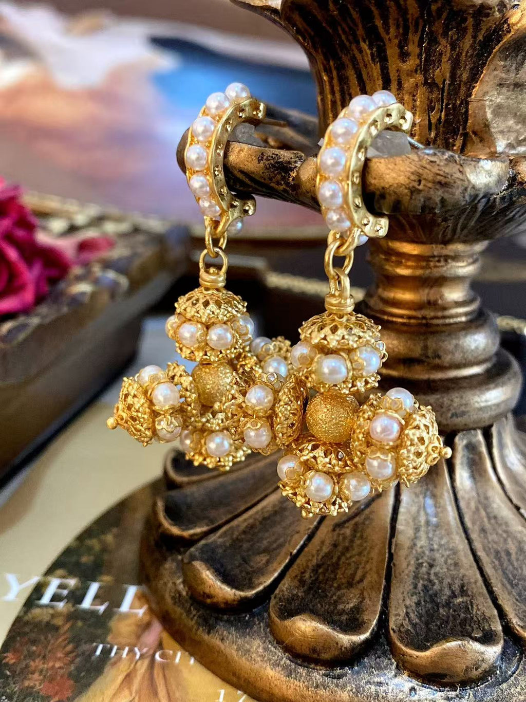 Byzantine Revival Filigree Art Glass Jewelry Set