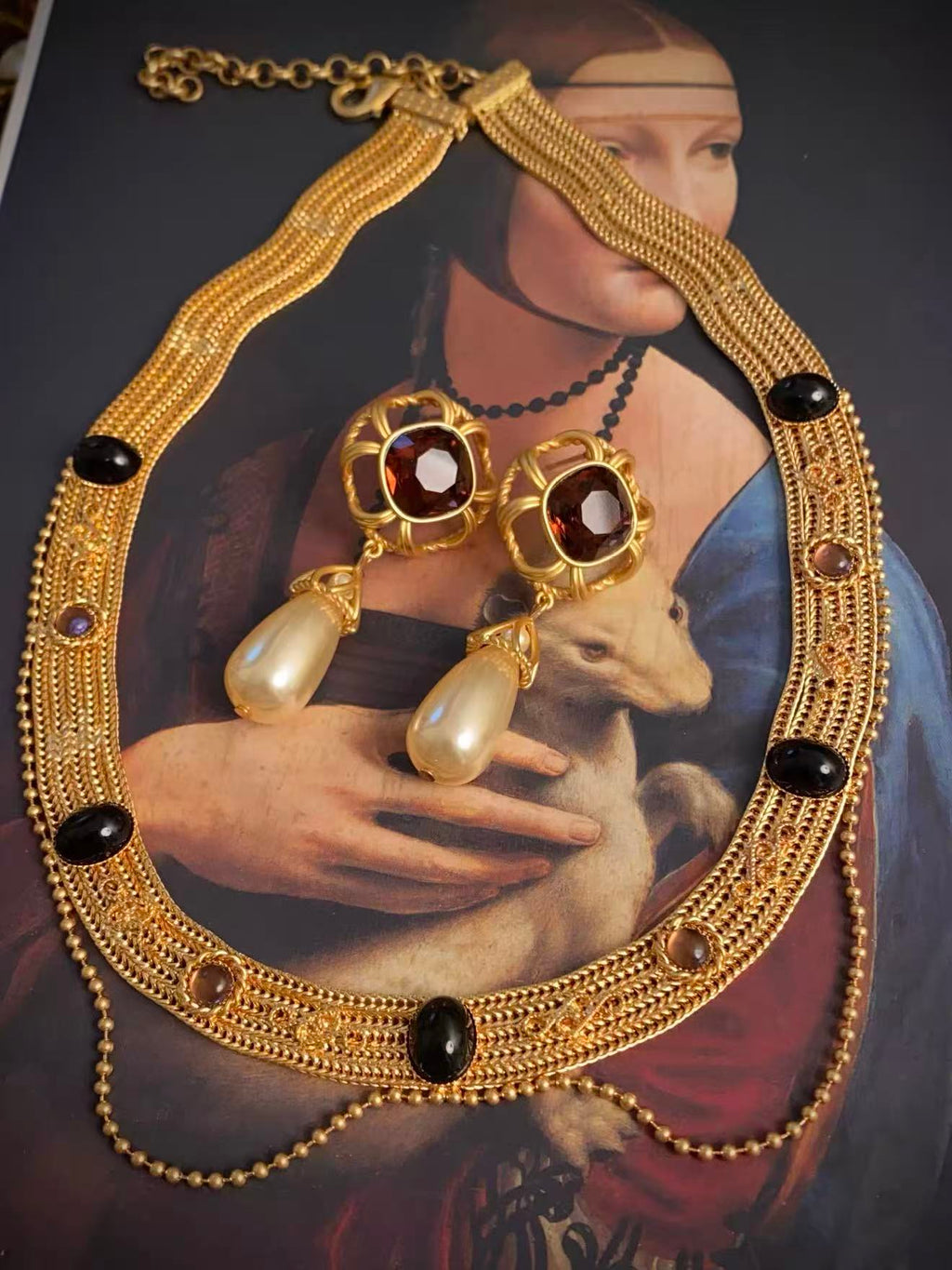 Etruscan Style Draped Gold Filigree Statement Collar