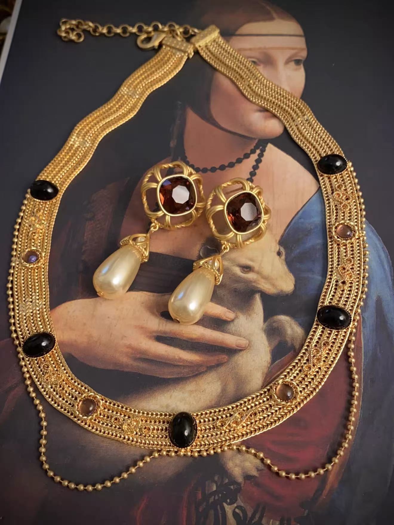 Etruscan Style Draped Gold Filigree Statement Collar