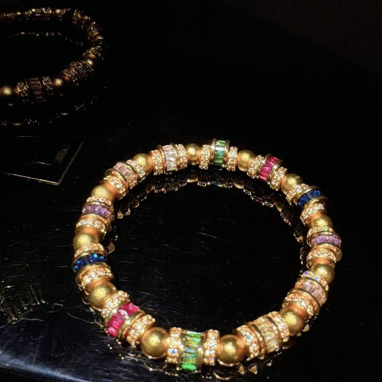 Vintage Florentine Brushed Gold Star-Set Hand-Engraved Bracelet