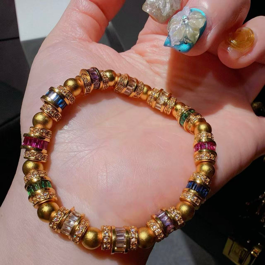 Vintage Florentine Brushed Gold Star-Set Hand-Engraved Bracelet