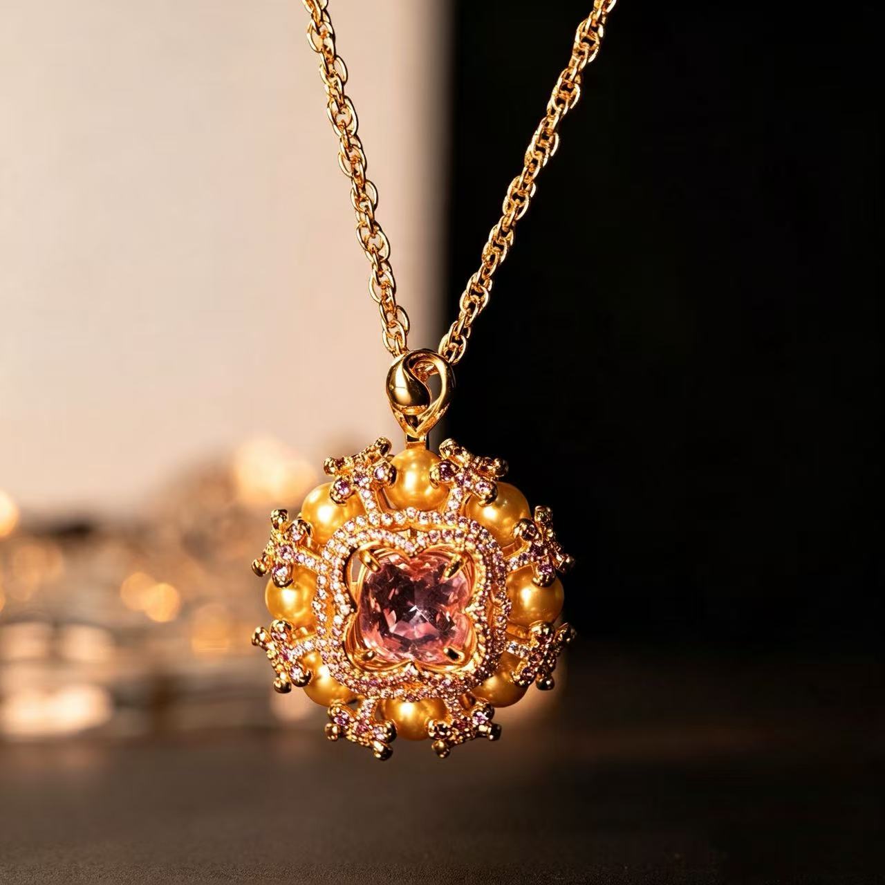 Baroque Pearl Medallion Pavé Jewelry Set
