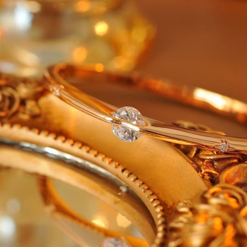 Celestial Orbit Rotating Bangle|18K Gold Plated
