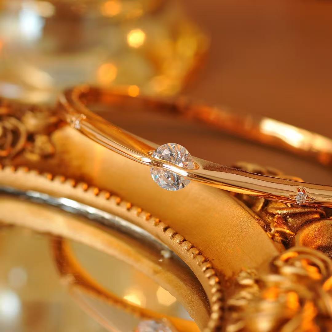 Celestial Orbit Rotating Bangle|18K Gold Plated