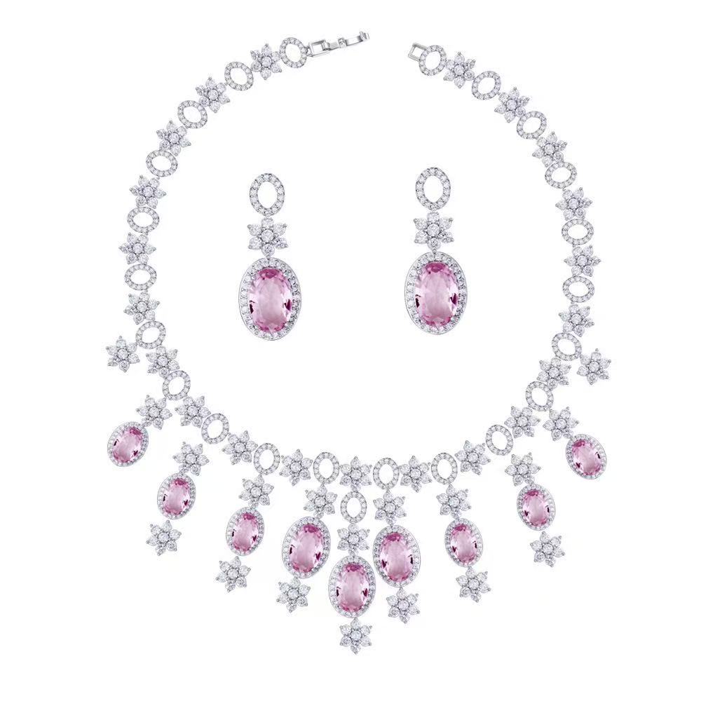 Statement Teardrop Star Necklace & Earrings Set for Weddings Events