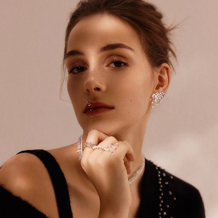 Dazzling Nebula 925 Silver Necklace and Earrings Set