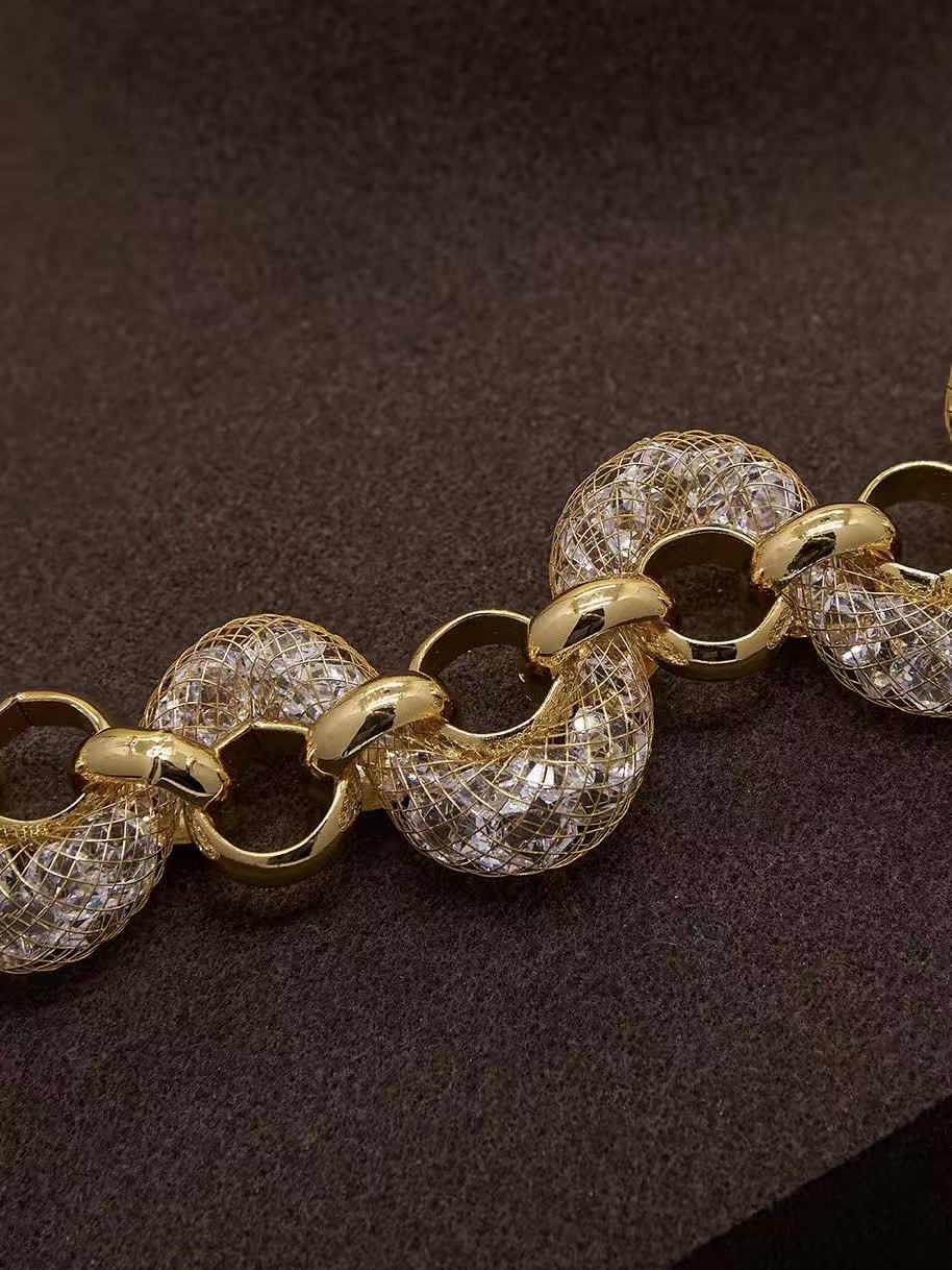 Gilded Hourglass Mesh Set|Floating Diamond-Encrusted Luxury Jewelry