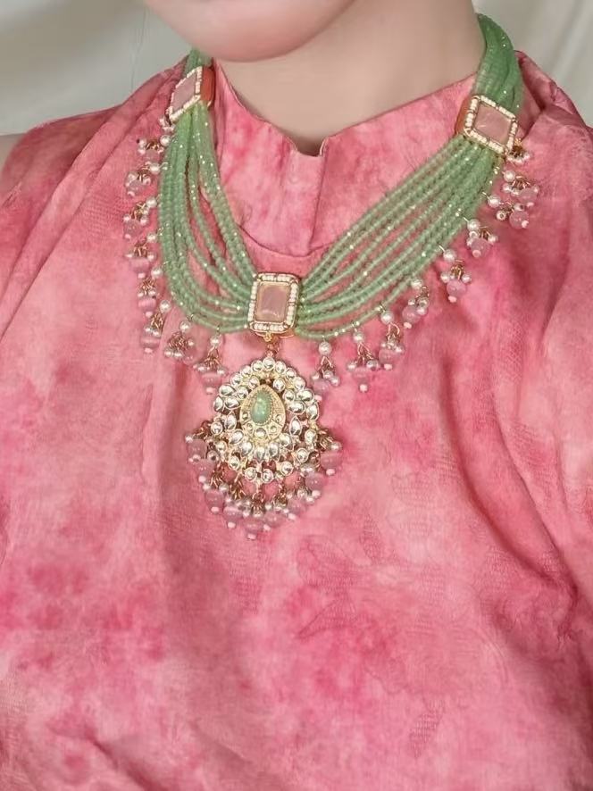 Exotic Maharani Suite|Handcrafted Multi-Strand Artisan Glass Jewelry Set