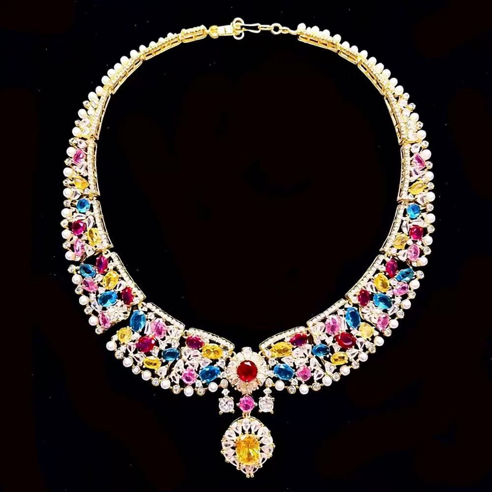Rococo Pink Gemstone-Tone Pearl Statement Jewelry Set