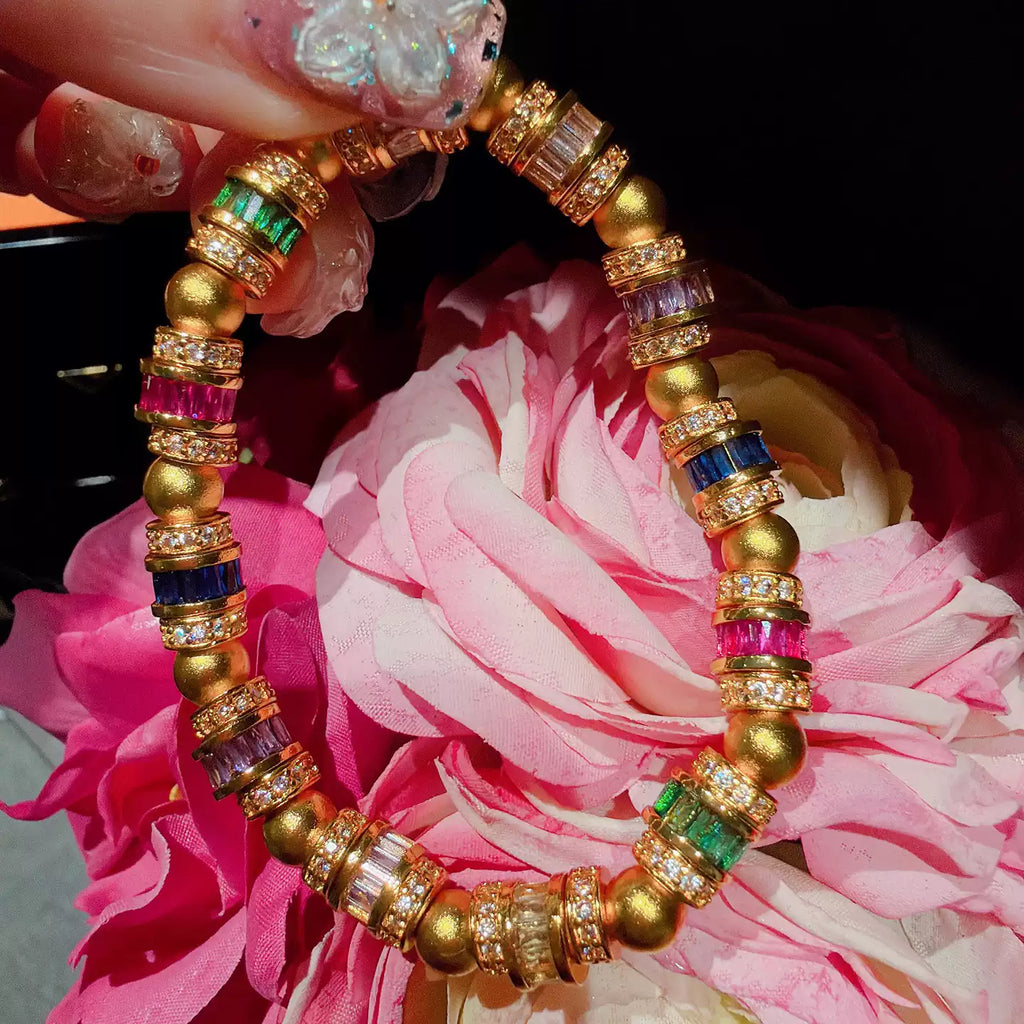 Vintage Florentine Brushed Gold Star-Set Hand-Engraved Bracelet