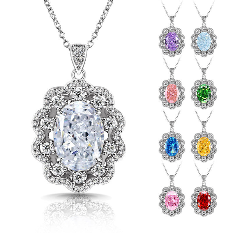 Royal Aura Oval Pendant Scalloped Statement Necklace