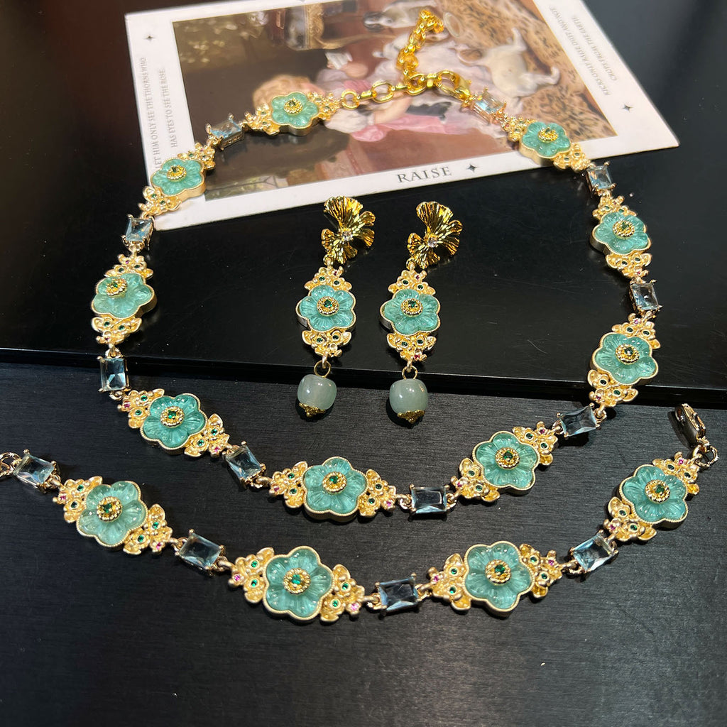 Vintage Chinoiserie Blossom Jewelry Set