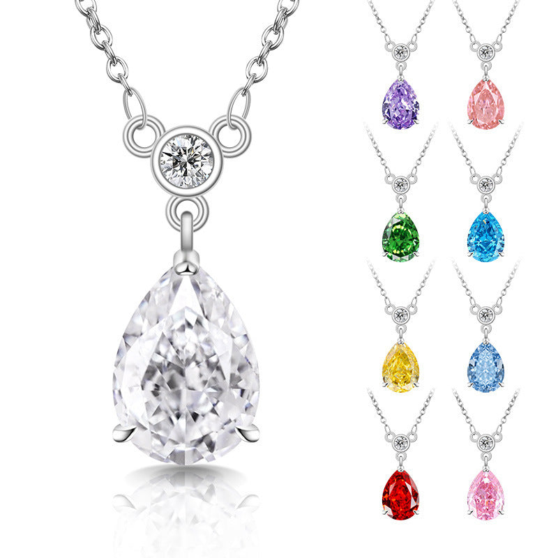 Teardrop Necklace with Sparkling 5A Cubic Zirconia