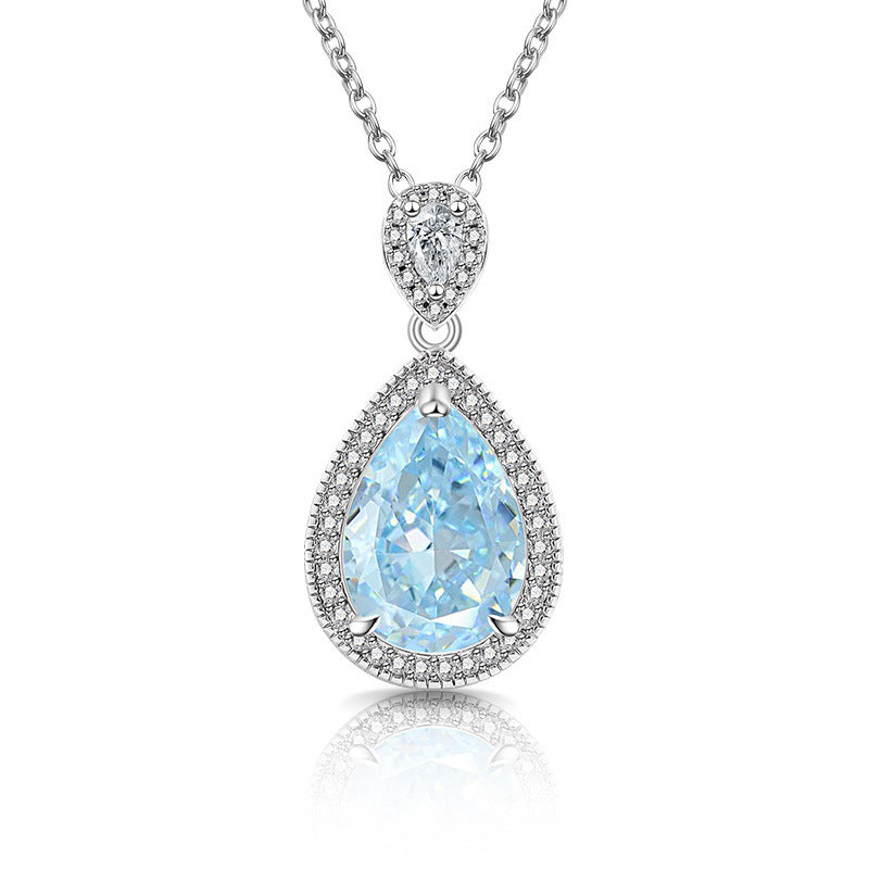 Double Halo Teardrop Pendant Necklace 18K Gold Plated